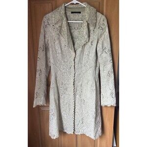 Elie Tahari Floral Eyelet Ivory Blazer Cottage Core Romantic Women’s Size Small